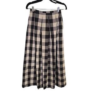 Rochas Paris Gingham Pleated Midi Skirt - Cotton Silk Blend Black/White 38 XS 2